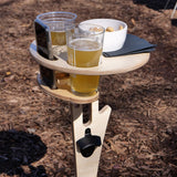 Tragbarer Biertisch, Weintisch mit faltbarem, rundem Desktop, Mini-Picknicktisch aus Holz für Strand, Camping, Hinterhof-Unterhaltung