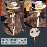 Tragbarer Biertisch, Weintisch mit faltbarem, rundem Desktop, Mini-Picknicktisch aus Holz für Strand, Camping, Hinterhof-Unterhaltung